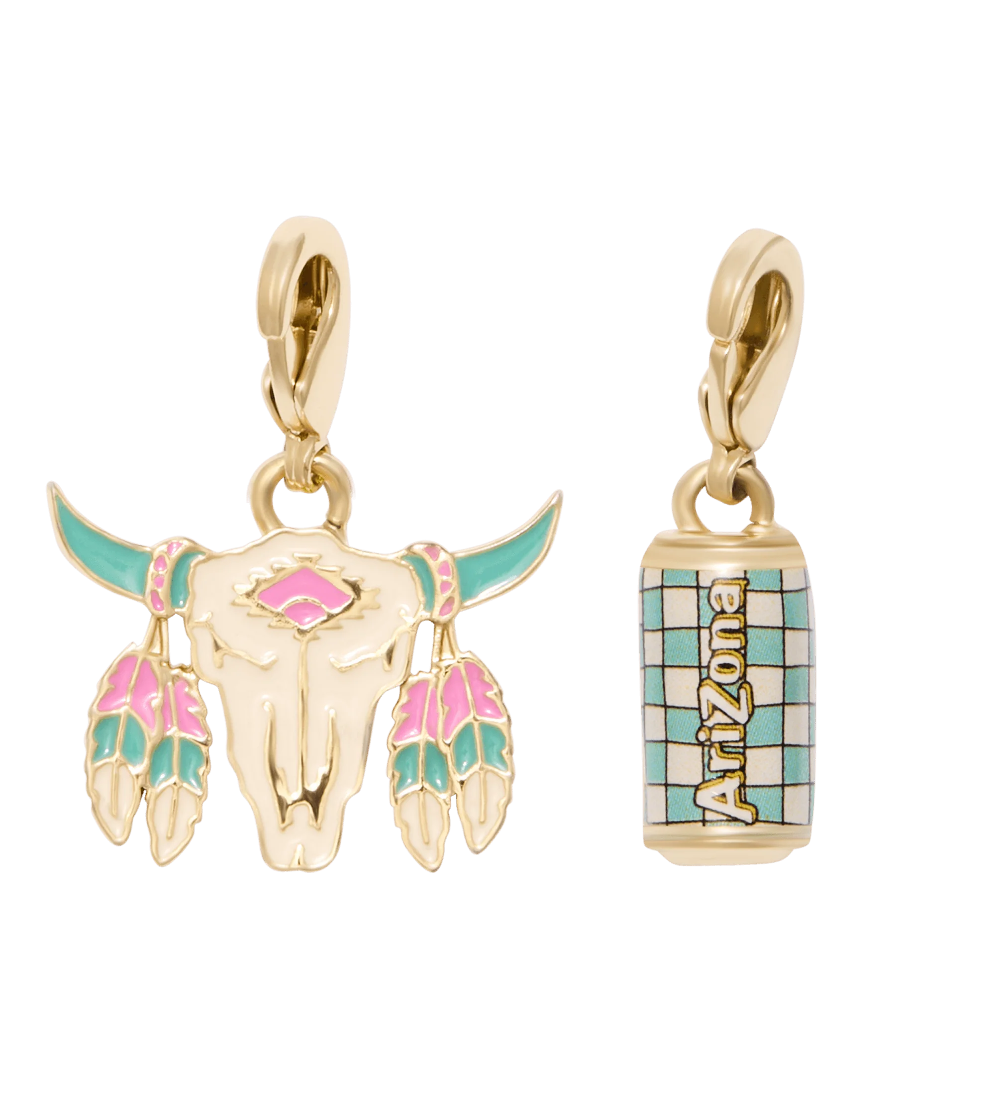 Goldtone & Resin Cow Skull Lemon Tea Charm Set