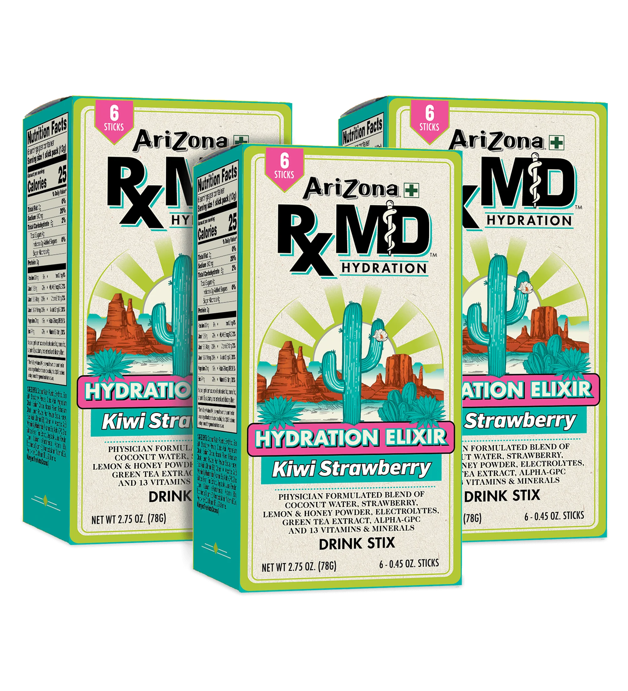 RXMD Kiwi Strawberry 18-Count Hydration Stix Pack | 18 count / 3 boxes