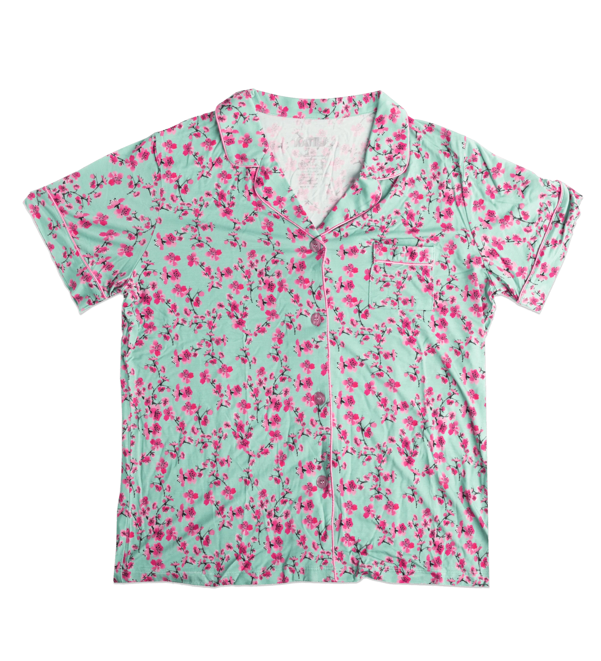 321-pink-teal-cherry-blossom-short-sleeve-pajamas-3.webp Pink & Teal Cherry Blossom Short-Sleeve Pajamas