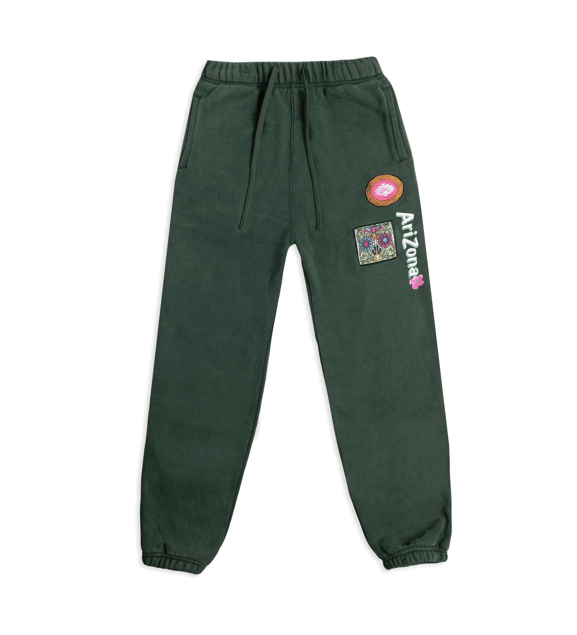 Green Tea Cherry Blossom Cotton-Blend Sweatpants