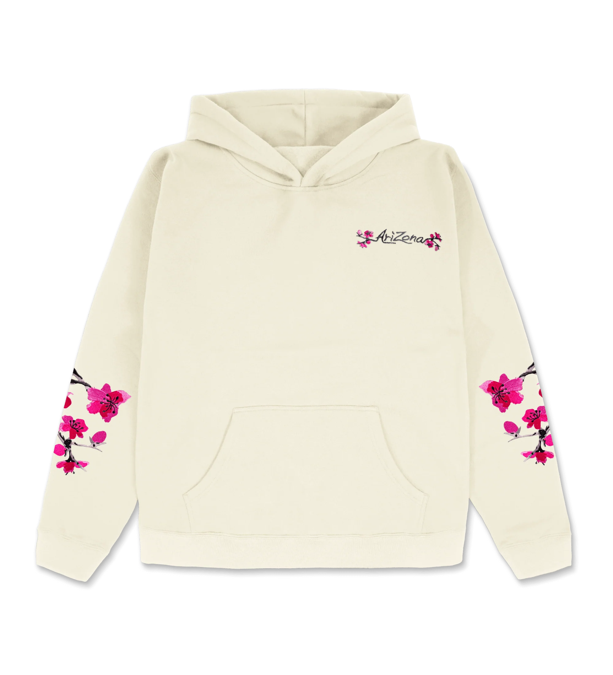 Heritage Ivory Cherry Blossom-Embroidered Cotton Hoodie
