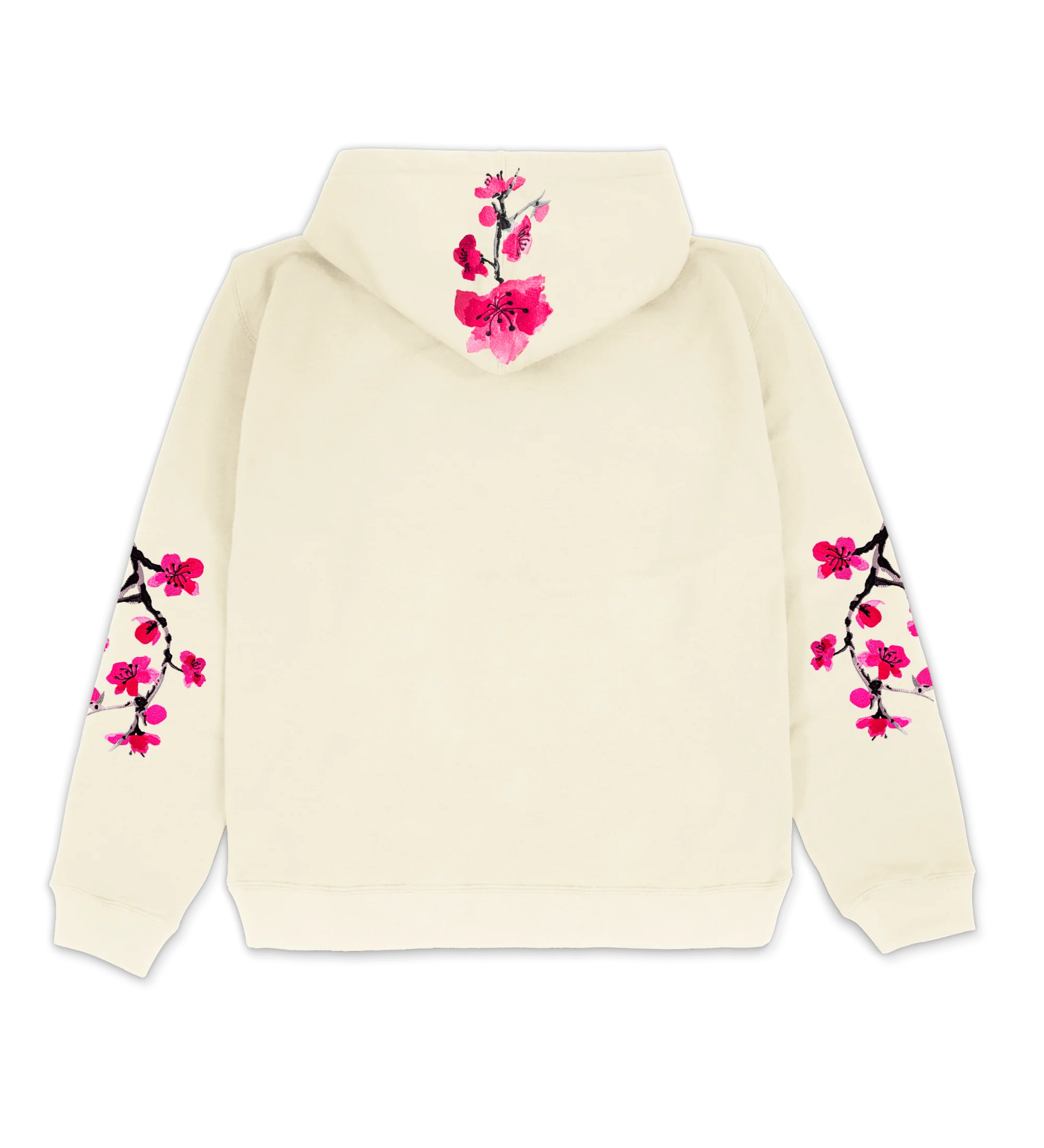 Heritage Ivory Cherry Blossom-Embroidered Cotton Hoodie