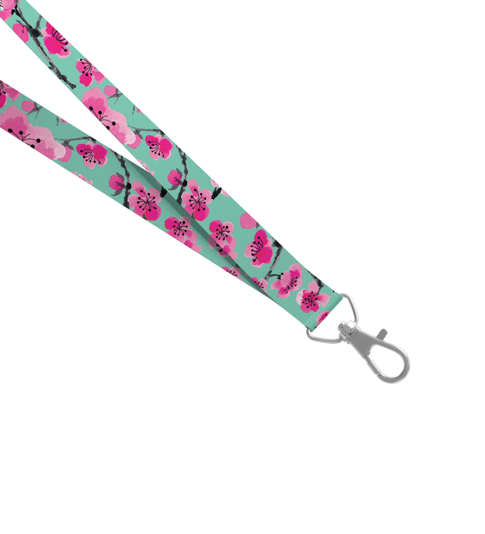 Teal & Pink Cherry Blossom Lanyard