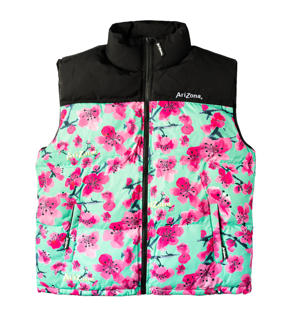 512-black-teal-cherry-blossom-puffer-vest-1.webp Black & Teal Cherry Blossom Puffer Vest