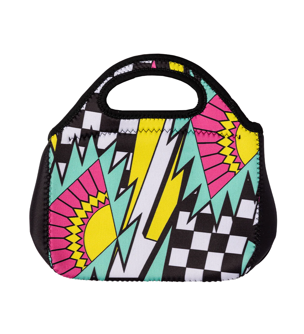 Black & Teal Split Sun Handle Lunch Bag