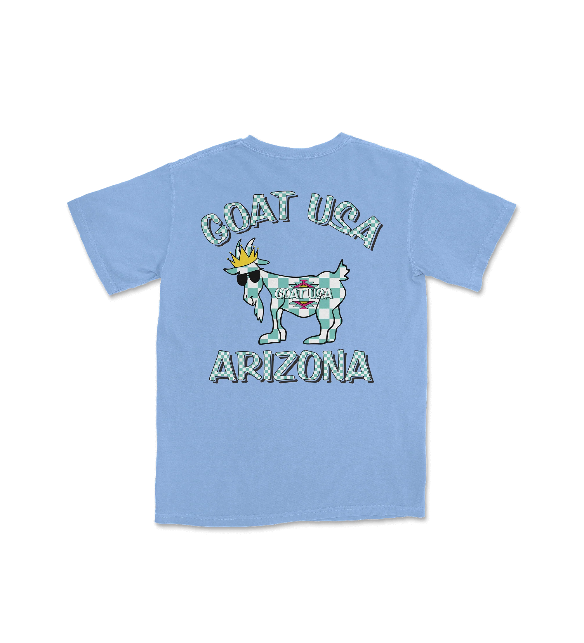 Blue Checkerboard Goat Cotton-Blend T-Shirt  | Youth
