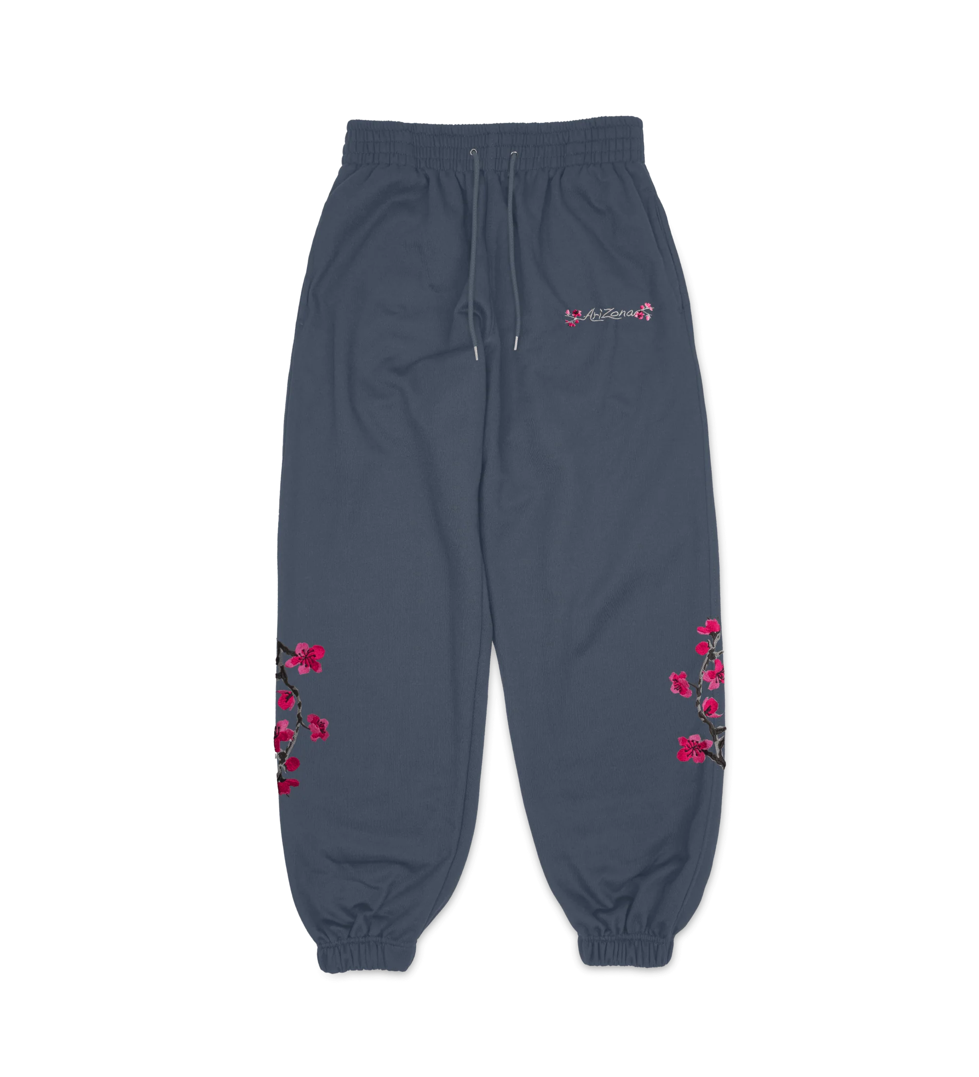 721-navy-cherry-blossom-embroidered-cotton-sweatpants-1.webp Navy Cherry Blossom-Embroidered Cotton Sweatpants