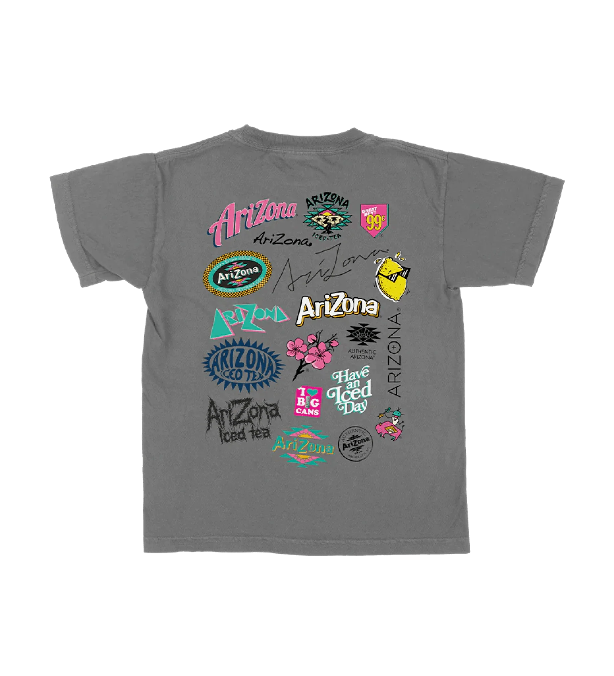 Gray Logo Collage Cotton T-Shirt | Youth