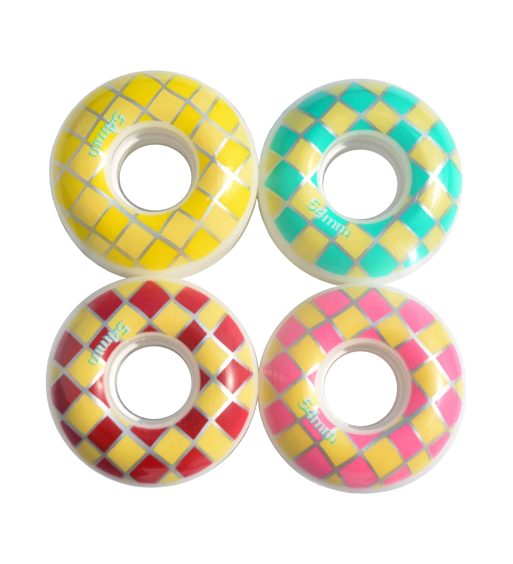4-Piece Multicolor Checkerboard Skateboard Wheel Set