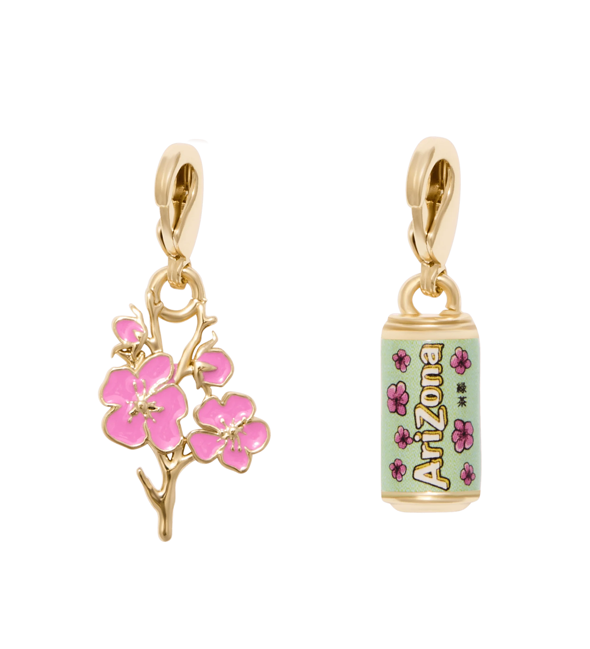 Goldtone & Resin Cherry Blossom Green Tea Charm Set