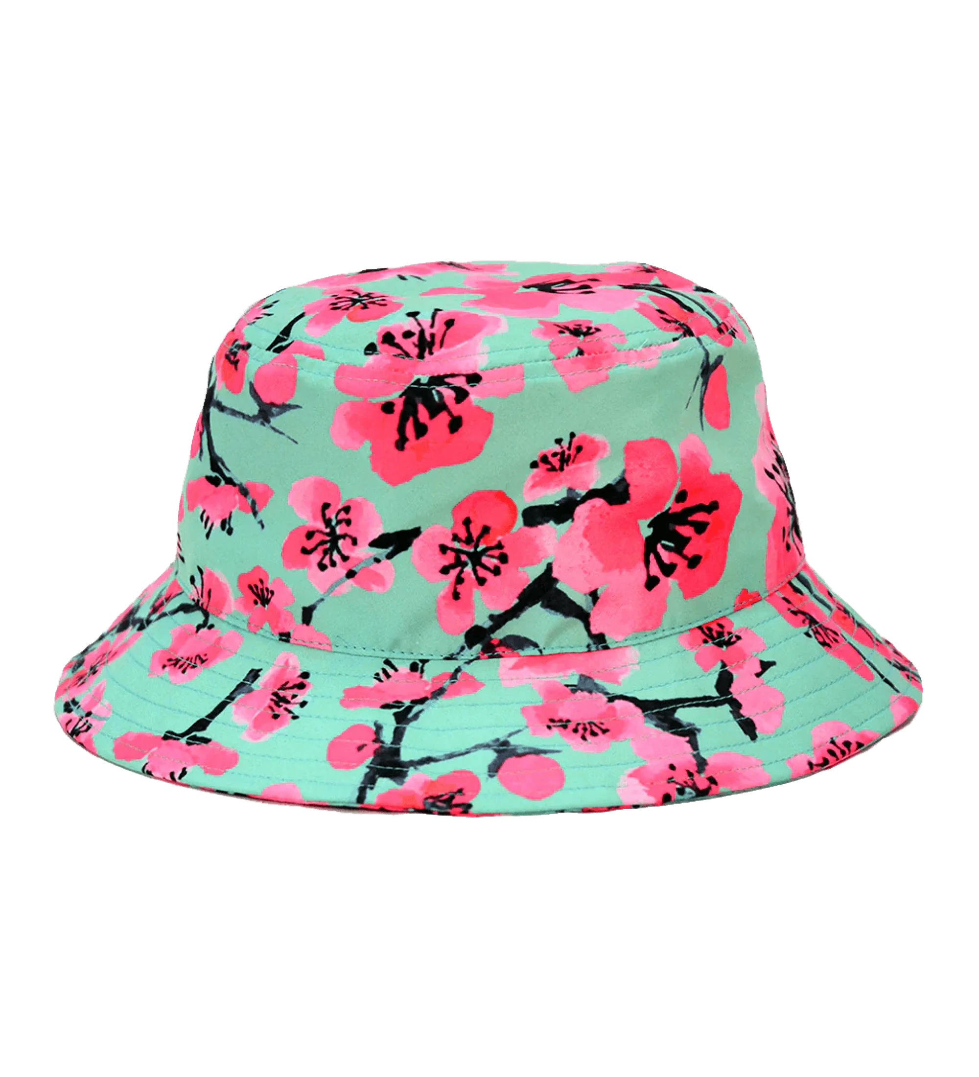 Teal & Pink Cherry Blossom Bucket Hat
